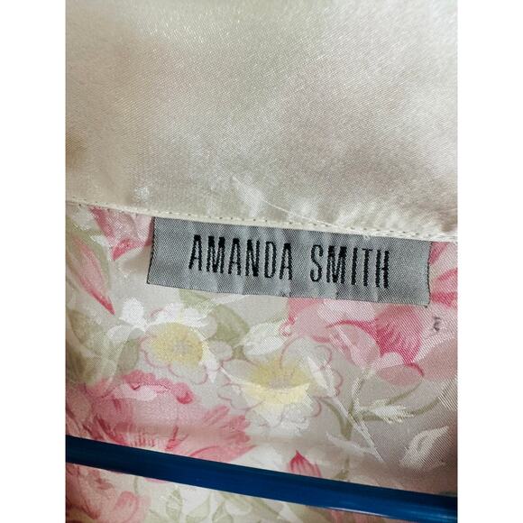 Vintage 80s floral Print Satin Nightgown Pastels size Medium Pink white - Picture 4 of 7